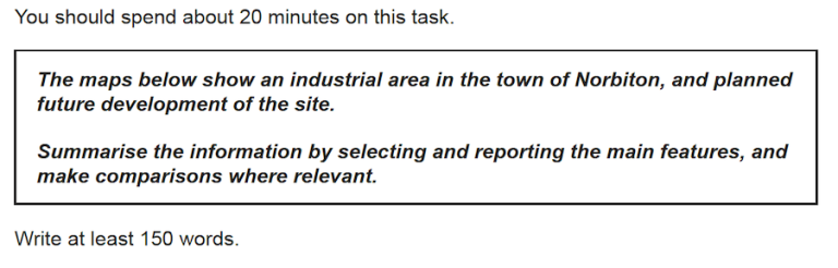 IELTS 17 maps model answer. IELTS Writing task 1 academic.